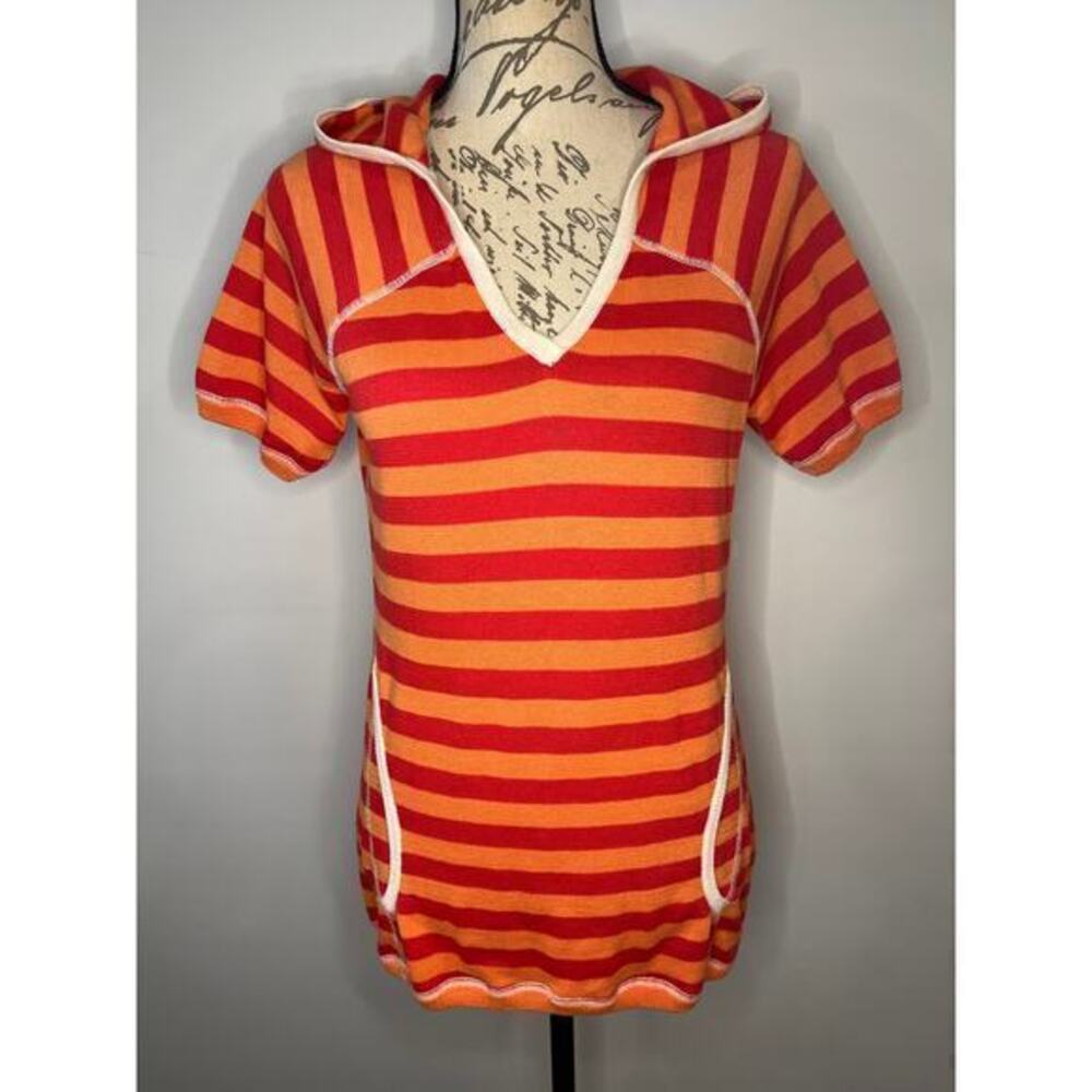 Krimson Klover striped hooded cotton blend sweater L
